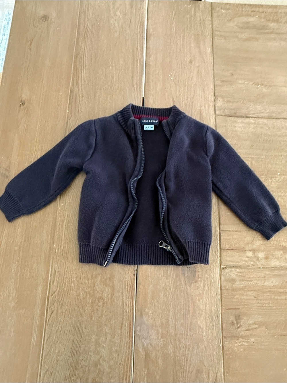 Andy & Evan Navy Zip-Up Knit Cardigan